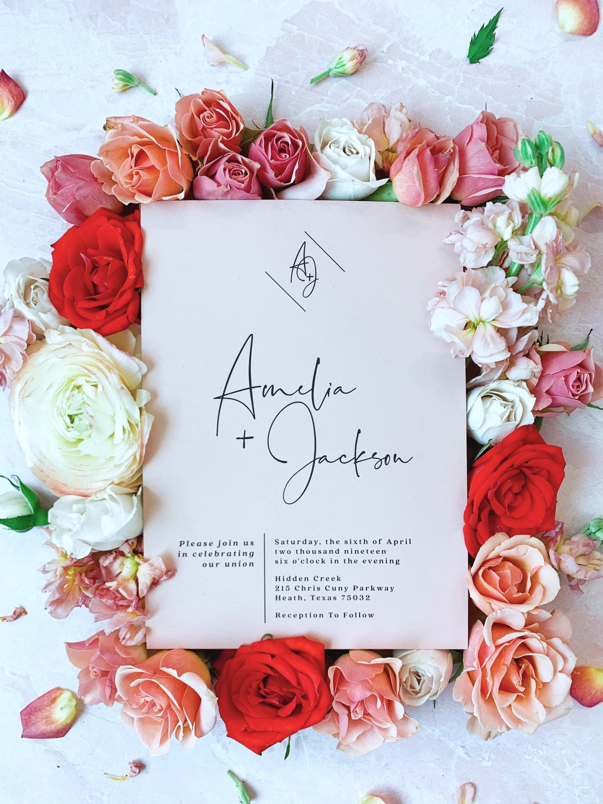 Download Modern Calligraphy Monogram Wedding Invitation Minimal ...