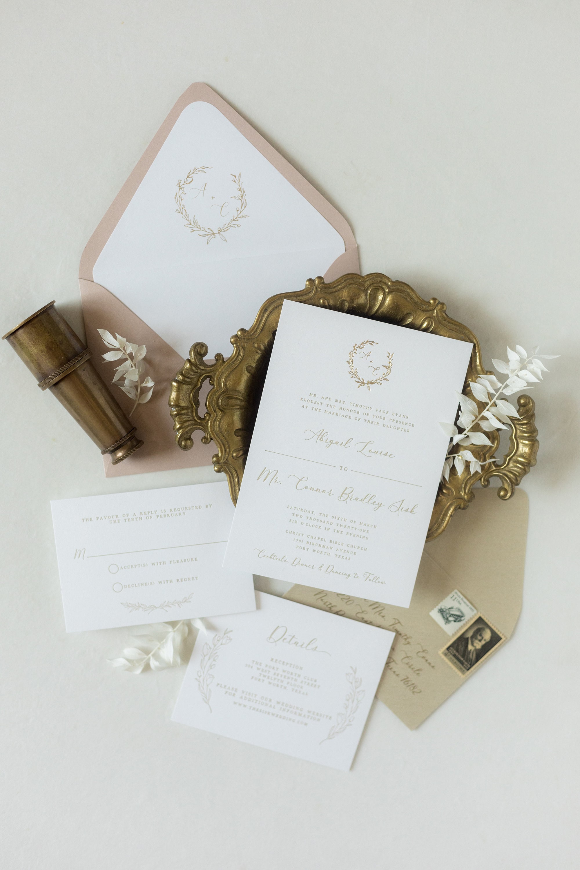 Neutral Wedding Postage - Vintage Curated Set - Gold & White USPS Stam –  studioACK