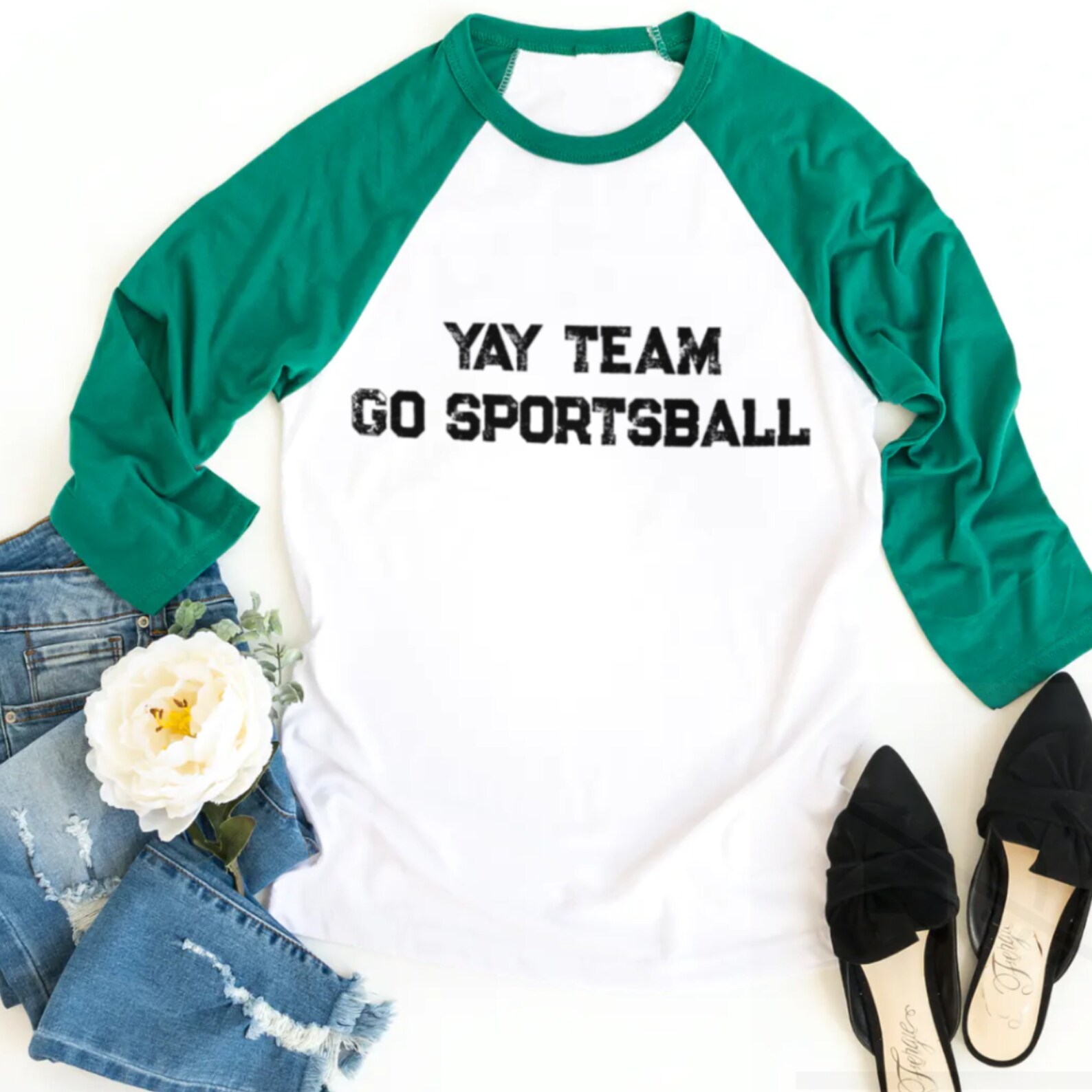 Sportsball Fan Shirt Go Team Shirt 3/4 Baseball Tee Etsy