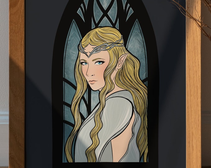 Featured listing image: Lady of Lórien ART PRINT | Galadriel Inspired LotR The Rings of Power Fan Art Print