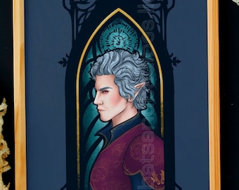 THE PALE ELF | Astarion Inspired Baldur's Gate 3 Dungeons and Dragons Art Print | Gothic Fantasy Vampire Rogue Gift for Gamers + Roleplayers