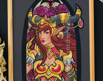 THE LIFE-BINDER | Dragon Queen Alexstrasza | World of Warcraft Red Dragonflight Inspired Art Print