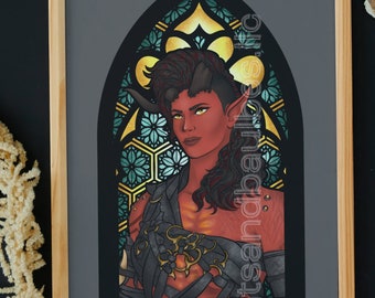 OUR FIERY FRIEND | Karlach Tiefling Inspired Baldur's Gate 3 Dungeons & Dragons Art Print | Fantasy Barbarian Gift for Gamers + Roleplayers