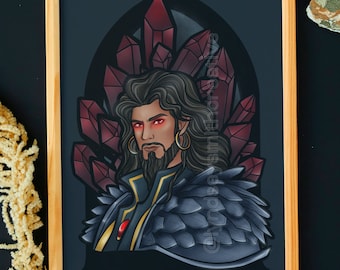 THE BLACK PRINCE | Wrathion Black Dragon Flight Inspired Art Print | World of Warcraft Dragonflight | Gift for Gamers D&D and Fantasy Lovers