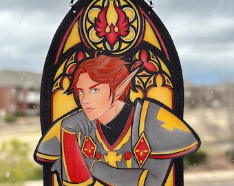 World of Warcraft Class Blood Elf Sin'Dorei Knight Paladin Faux Stained Glass Inspired Suncatcher Ornaments | Gift for Gamers & WoW Players