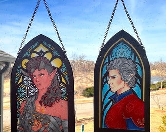 Baldur’s Gate 3 Dungeons and Dragons Inspired Faux Stained Glass Suncatcher Ornaments | Astarion Karlach Shadowheart