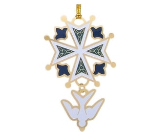 Enamel Huguenot Cross Ornament