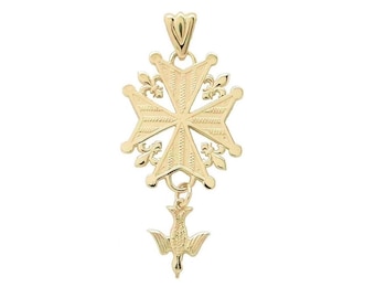 Legacy Huguenot Protestant Reformed Cross Necklace Pendant 14K Gold