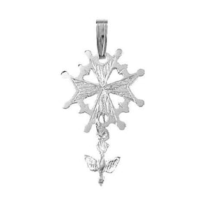 Sterling Silver French Protestant Huguenot Cross 1 3/8&quot; tall