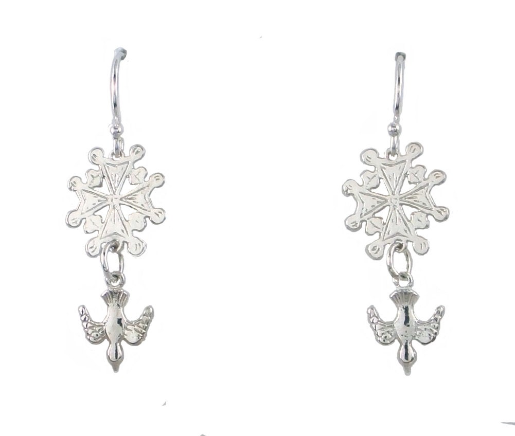 Boucles D'oreilles Croix Huguenote / Croix Valdèse En Argent 925 - Fabriqué En Italie