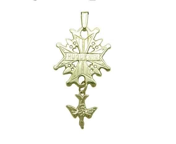 14K Gold Personalized Huguenot Cross 