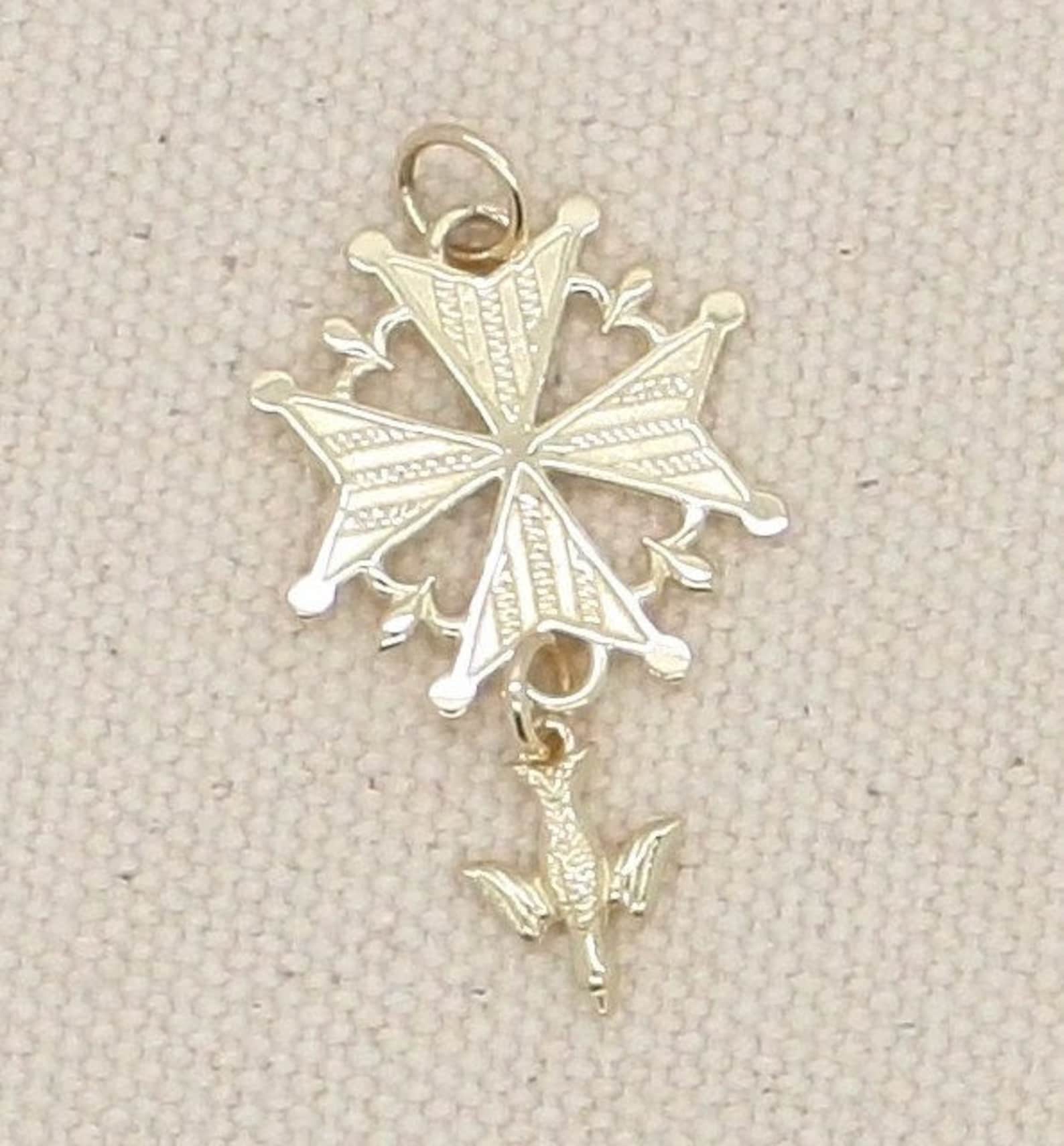 9 Karat Heritage Huguenot Cross Necklace Pendant | Etsy