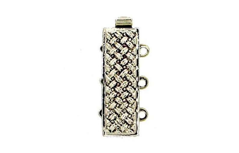 Three-Strand Claspgarten Basket Weave-Patterned Slider Clasp in Gold or Platinum Finish, 21x7mm