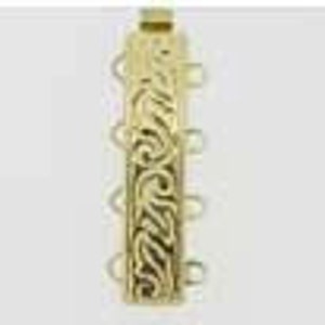 Four-Strand Claspgarten Leaf-Patterned Slider Bracelet Clasp in Gold Plate 24x6mm