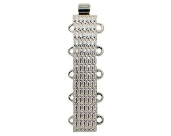 Claspgarten Five-Strand Slider Bracelet Clasp in Patterned Gold or Rhodium Finish, 30x6mm