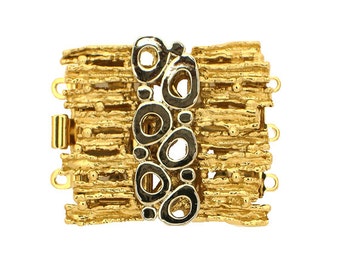 Claspgarten Mixed-Metal Three-Strand Organic-Boho Box Clasp in Gold or Platinum Finish, 27x23mm