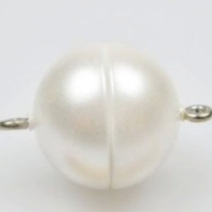 Pearly White Round Magnetic Clasps in Four Sizes, 8mm, 10mm, 12mm or 15mm