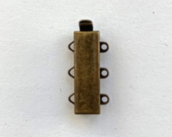 Three-Strand Claspgarten Slider Clasp in Black Copper or Antique Brass Finish, 19x6mm
