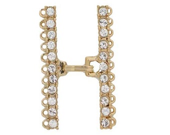 Eleven-Strand Claspgarten Hook and Eye Clasp with Crystals in Gold or Rhodium, 39.5x20mm