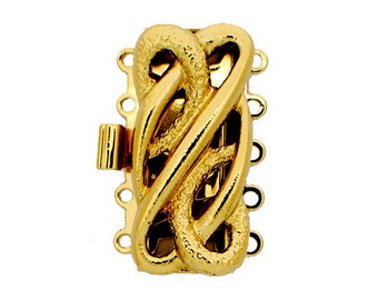 Claspgarten Five-Strand Open-Work Cuff Bracelet Clasp in Gold Plate, 25x12mm