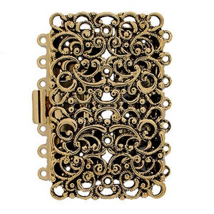 Claspgarten Seven-Strand Filigree Cuff Clasp in Two Antique Finishes, 27x44mm