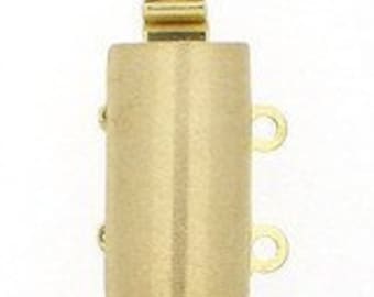 Two-Strand Claspgarten Sterling Silver or Light Gold Convex Slider Clasp, Satin Finish, 13x8mm