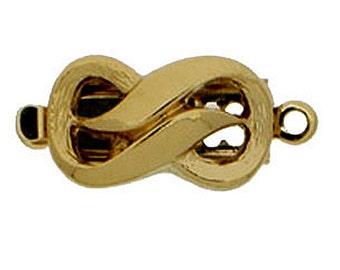 One-Strand Claspgarten Double Infinity Shaped Box Clasp in Rhodium or Gold Finish, 13x8mm