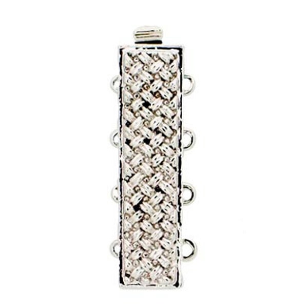 Claspgarten Four-Strand Basket Weave Slider Clasp in Gold or Rhodium Finish, 27x7mm