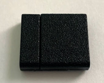 Black Magnetic Glue-In Clasp for 15mm Leather, Vinyl or Flat Beaded Bracelets in Matte or Textured Finish