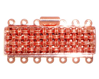 Seven-Strand Claspgarten Basket-Weave-Pattern Clasp in Bright Copper, 37x11mm