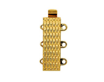 Three-Strand Claspgarten Slider Clasp in Patterned Rhodium or Gold Finish, 19x6mm