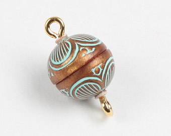 10mm Magnetic Clasps in Copper and Turquoise Pattern