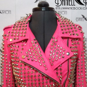 Exclusive Pink studded leather jacket from the video clip of | Etsy