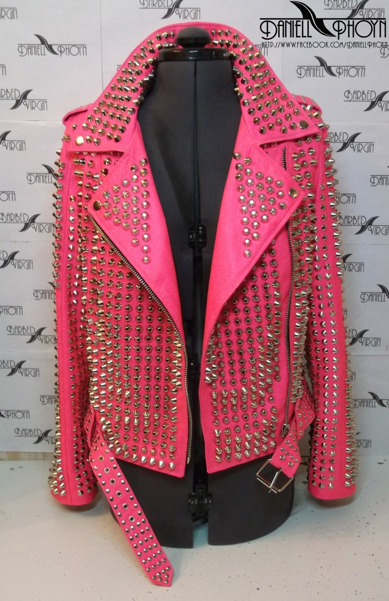 Exclusive Pink studded leather jacket from the video clip of | Etsy