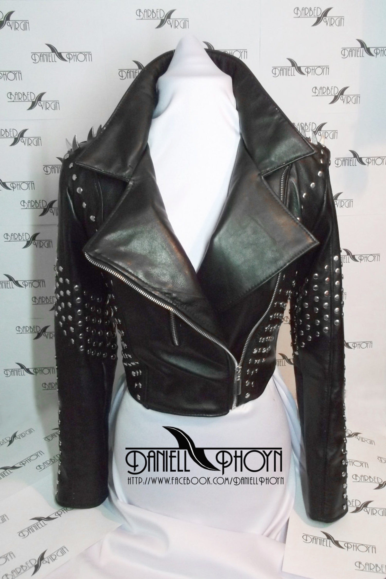 Genuine Leather Jackets With Studs Spikes Shoulders Pattern Etsy