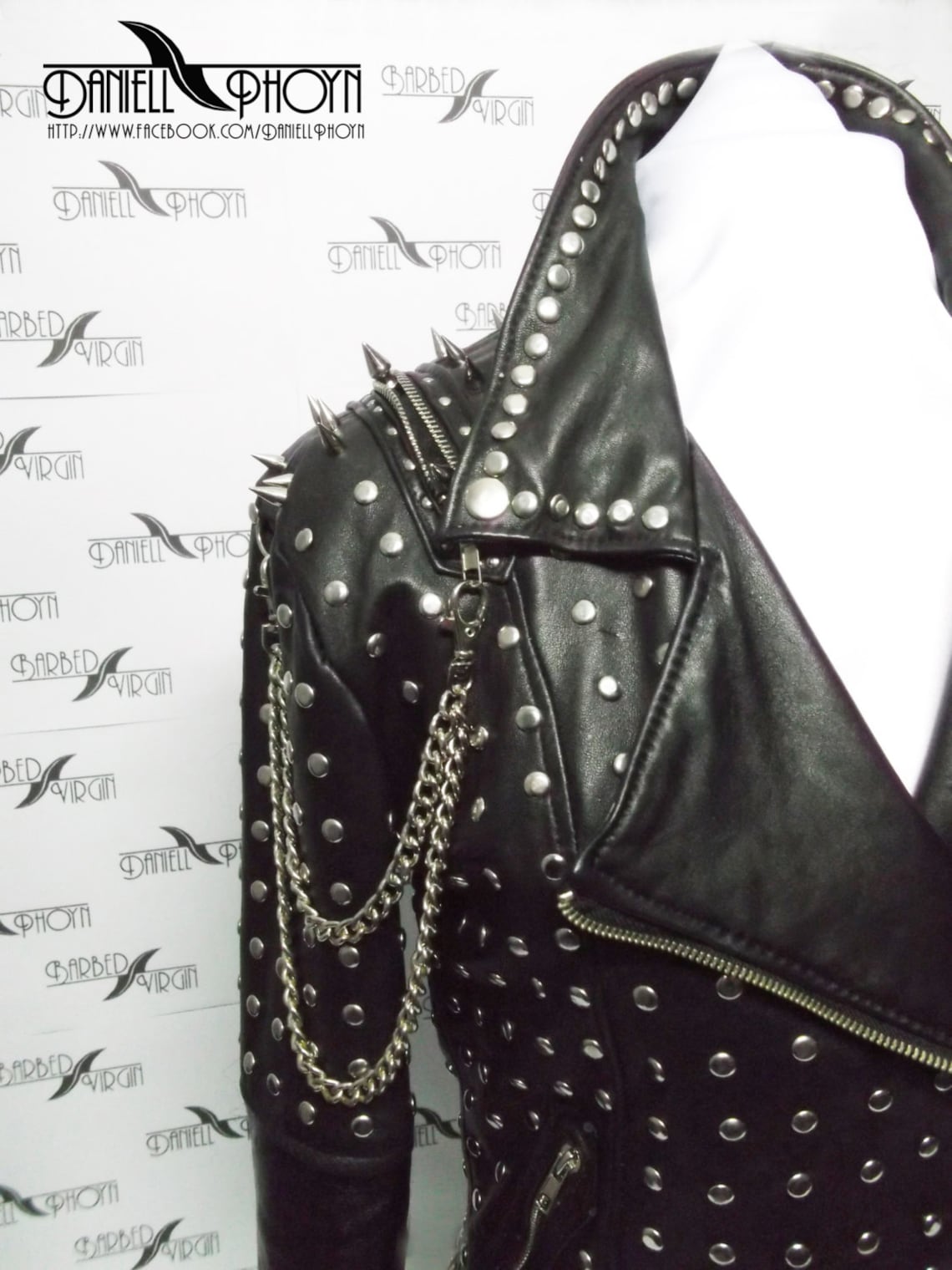 Genuine Leather Jackets with studs spikes shoulders pattern Etsy