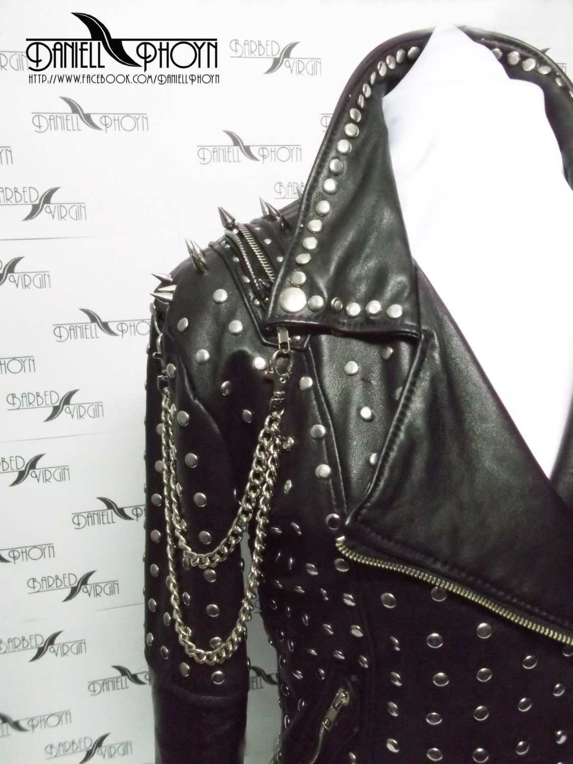 Genuine Leather Jackets with studs spikes shoulders pattern Etsy