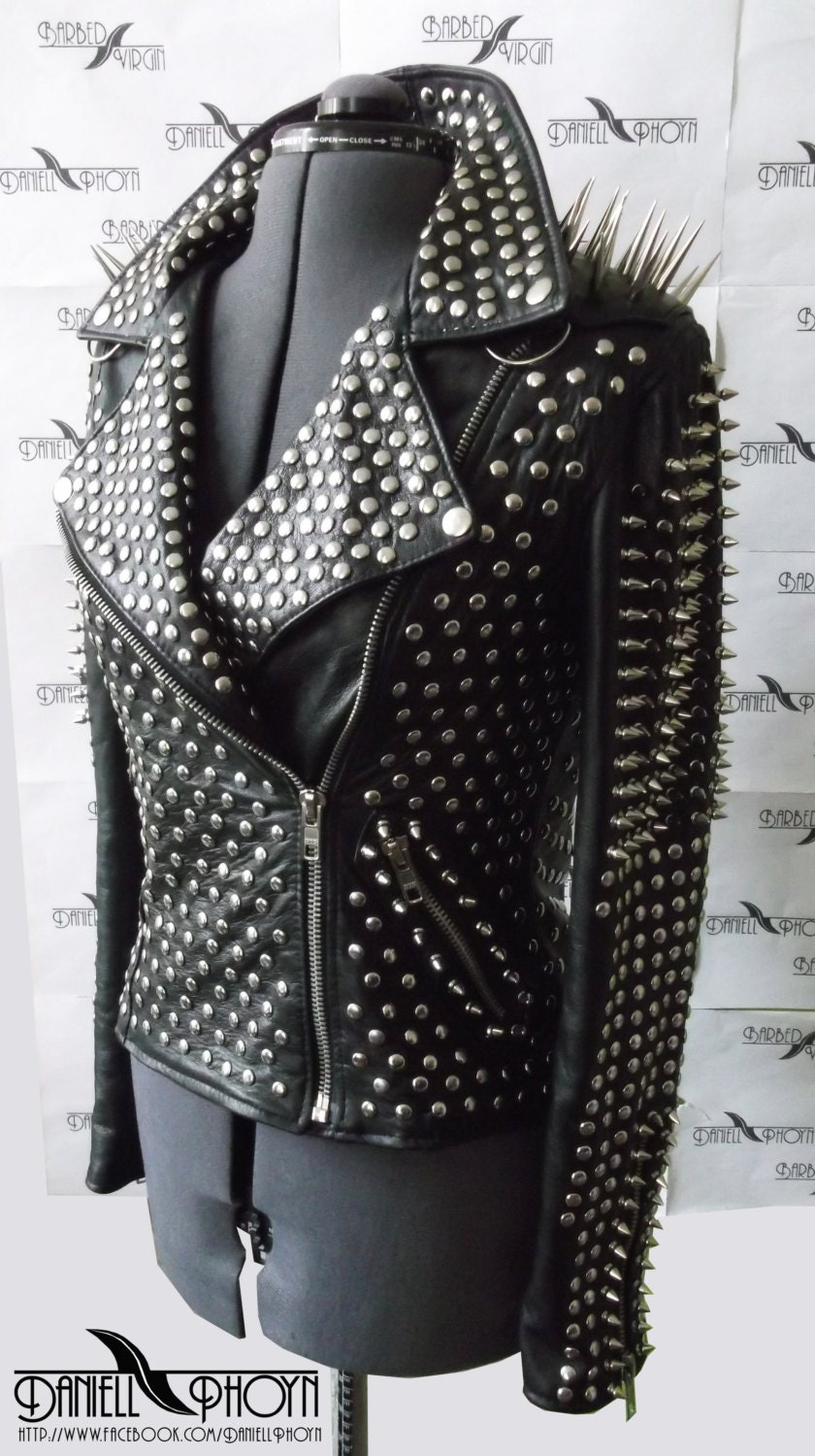 Extreme Leather Jacket with spikes Etsy
