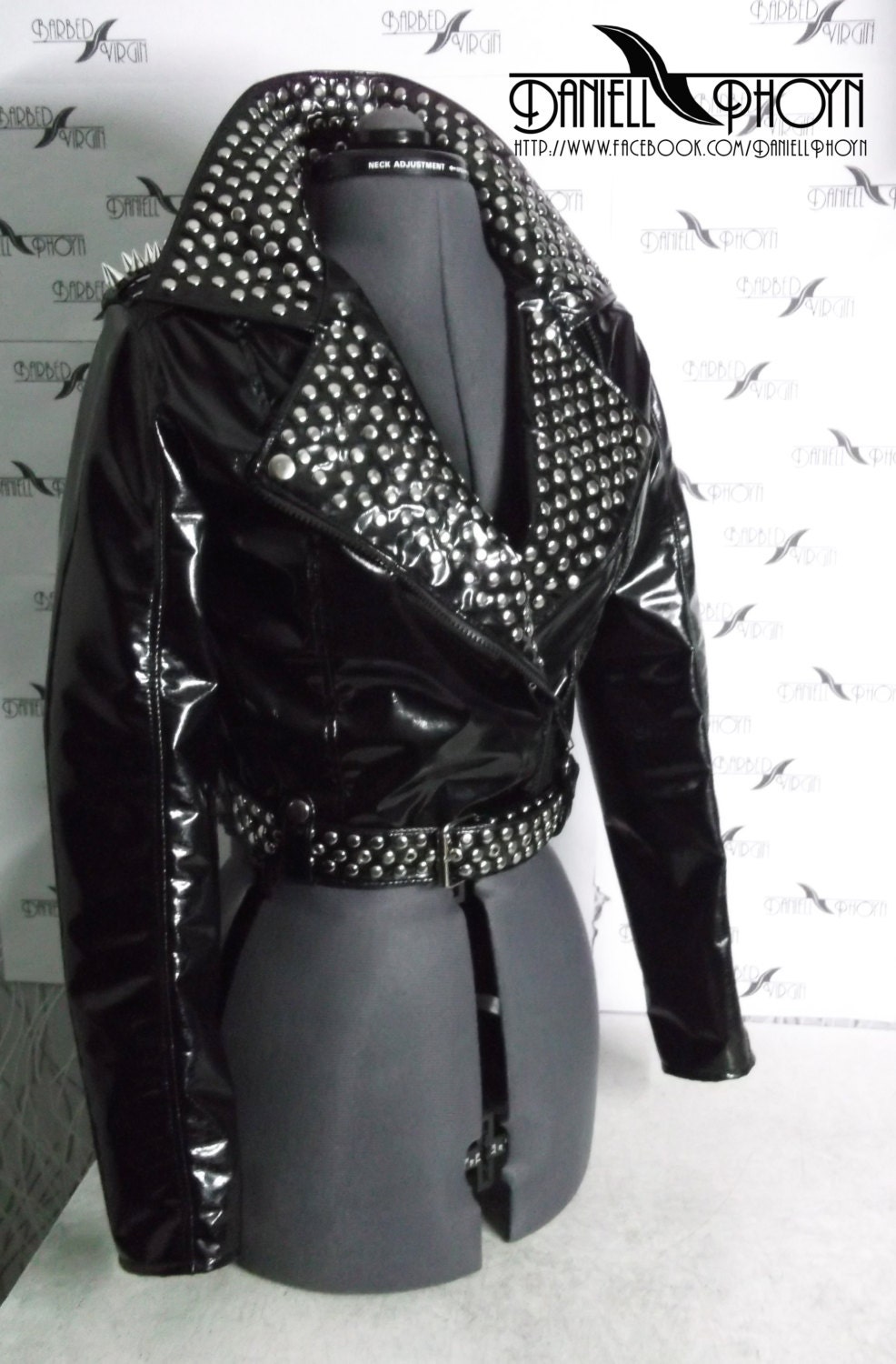 Dark PVC Jacket with studs | Etsy