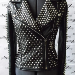 Extreme Leather Jacket With Spikes | Etsy
