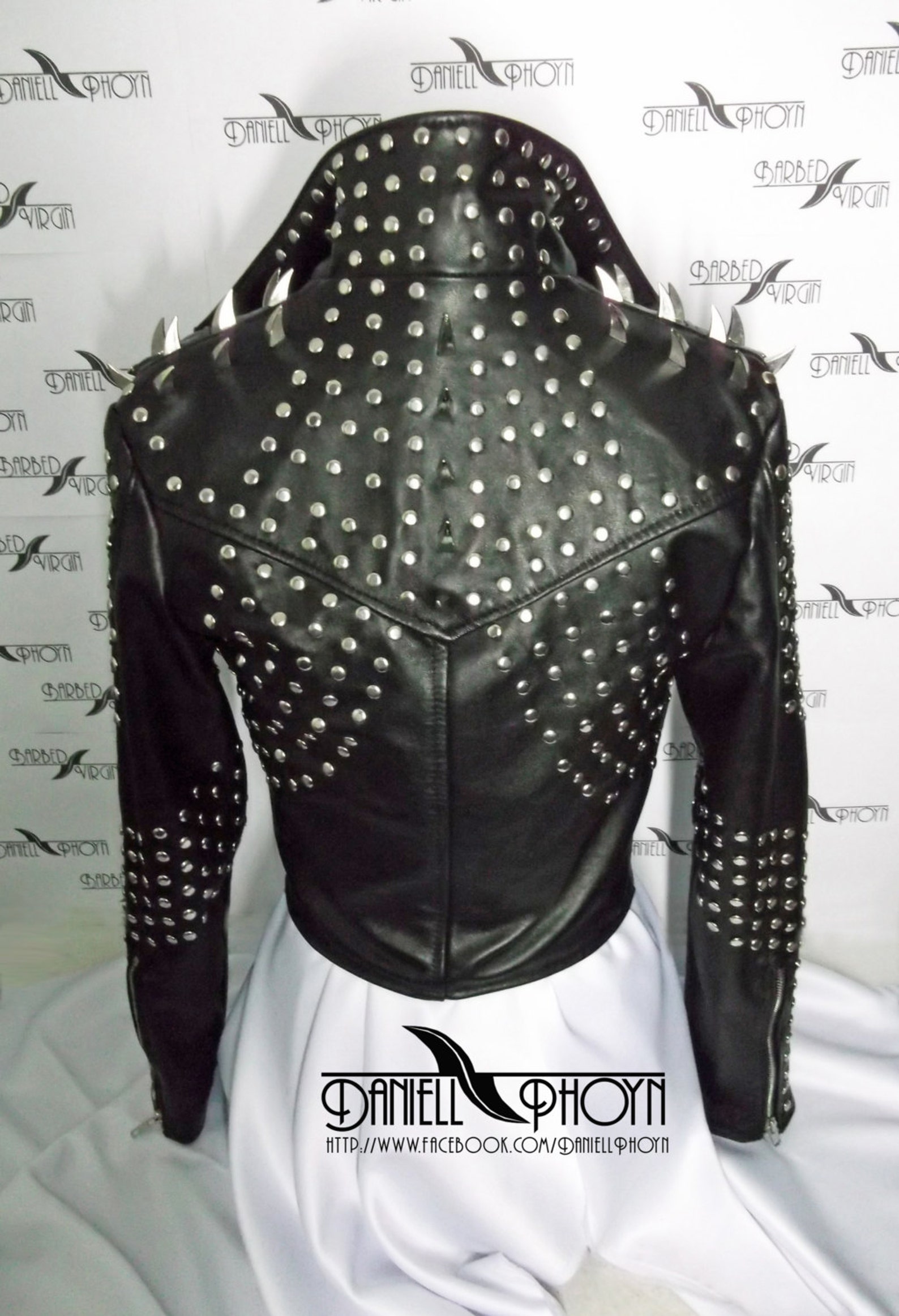 Genuine Leather Jackets With Studs Spikes Shoulders Pattern Etsy