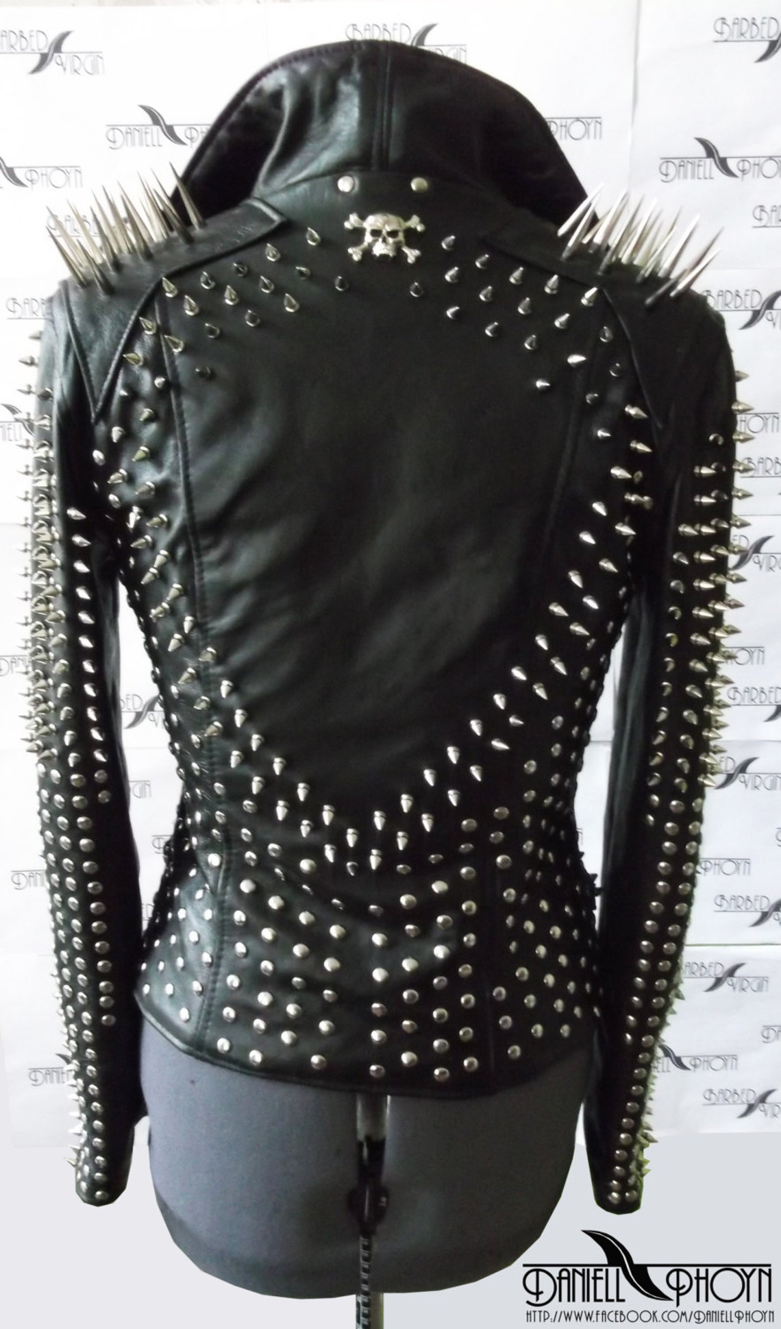 Extreme Leather Jacket With Spikes Etsy