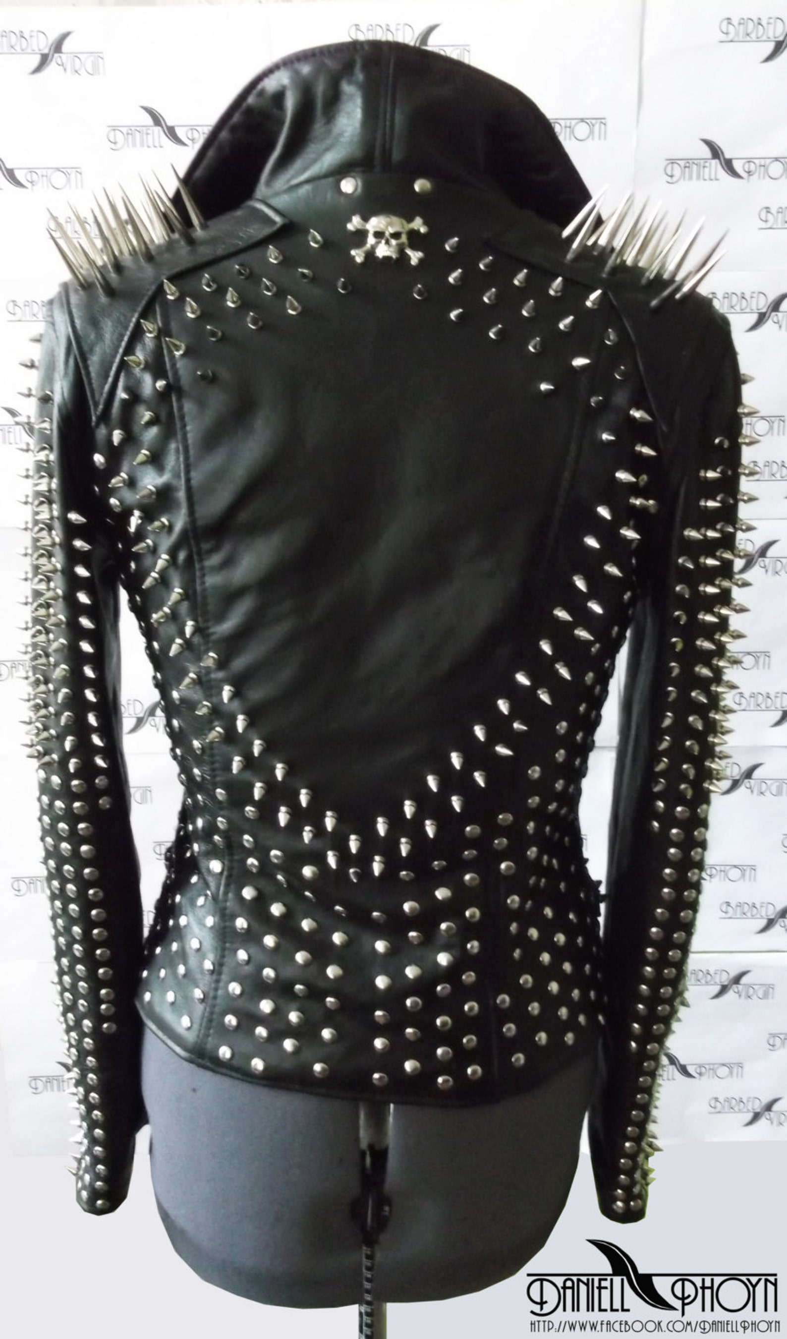 Extreme Leather Jacket With Spikes Etsy