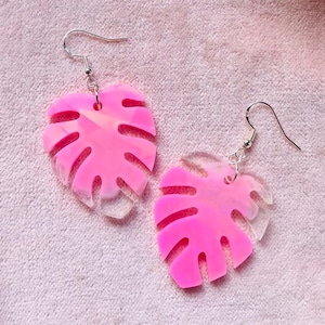 Botanical Earrings – Handcrafted Monstera Leaf Statement Jewelry