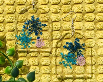 Resin Floral Earrings, Flower Earrings, Spring Earrings, Colorful Earrings, Floral Jewelry, Flower Jewelry, Dried Flowers, Oval Earrings