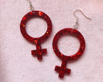 Feminist Symbol Earrings, Venus Symbol, Woman Empowerment Jewelry