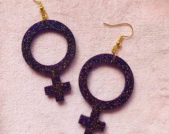 Feminist Venus Symbol Earrings, Woman Empowerment Jewelry