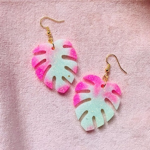Botanical Earrings – Handcrafted Monstera Leaf Statement Jewelry