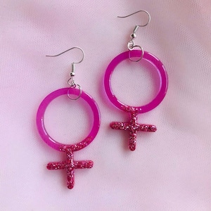 Feminist Earrings for Feminist Symbol for Feminism Jewelry for Feminist Jewelry Woman Symbol Venus Symbol Gift for feminist fashion image 1