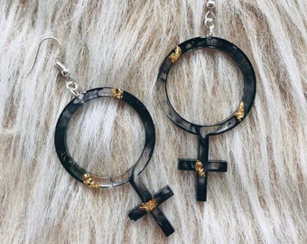 Feminist Earrings, Woman Symbol, Venus Symbol, Feminist Symbol, Feminist Jewelry, Female Symbol, Statement Earrings, Big Bold Earrings